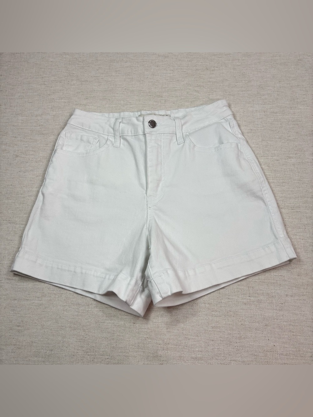 Rebecca Minkoff women size 2 High-Rise Denim Shorts in white stretch